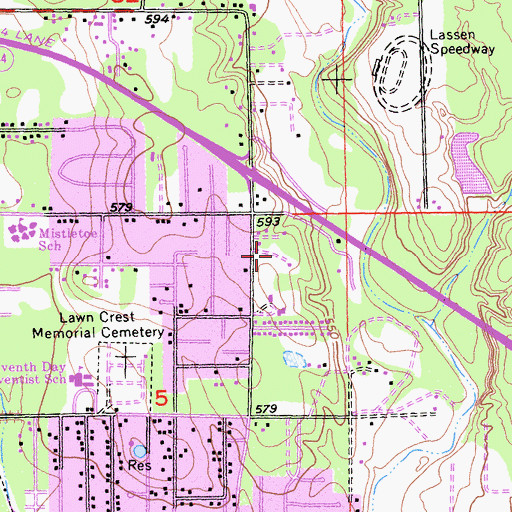 Topographic Map of Country Aire Mobile Home Park, CA