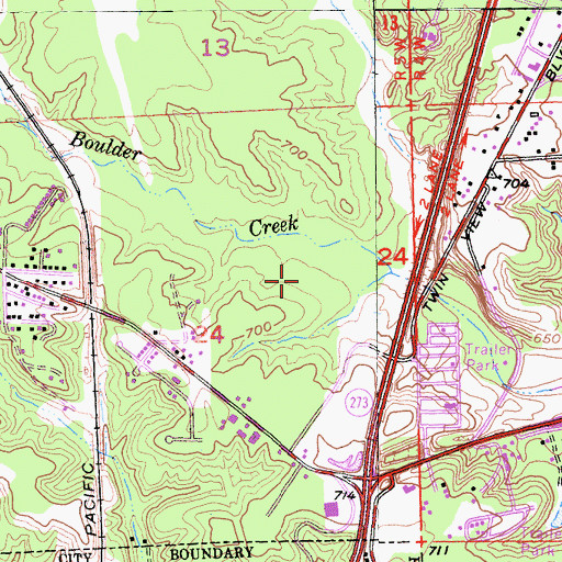 Topographic Map of Redwoods Mobile Home Community, CA