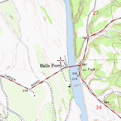 Topographic Map of Balls Ferry Fishing Resort, CA