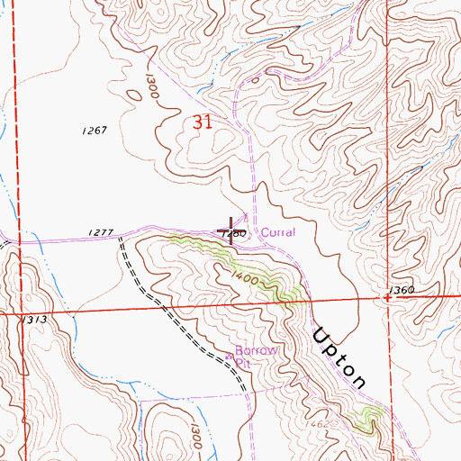 Topographic Map of Upton Ranch, CA