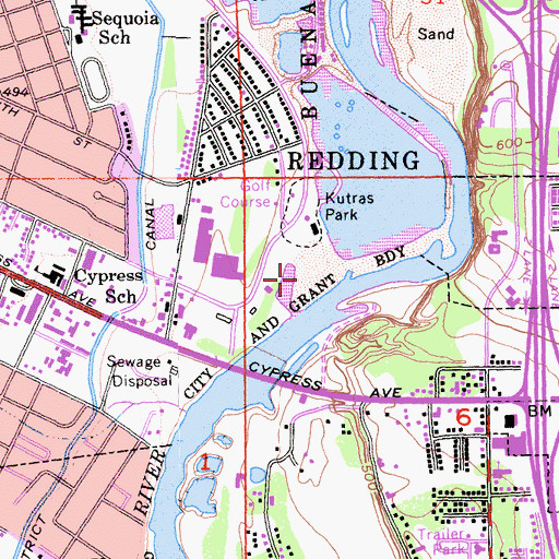 Topographic Map of Marina Travel Park, CA