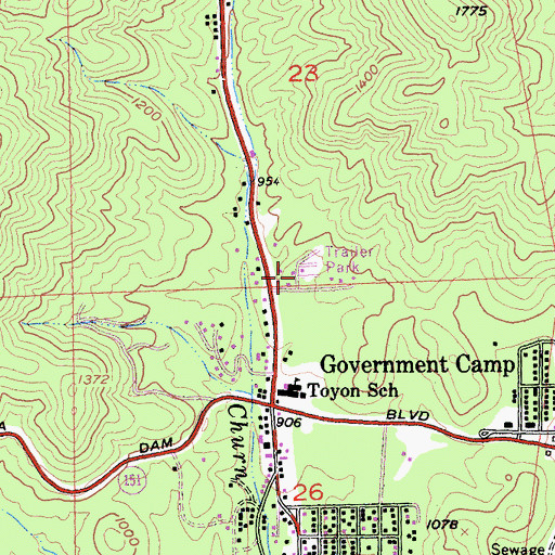 Topographic Map of Shasta Lake Mobile Home Park, CA