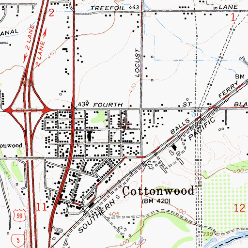 Topographic Map of Cottonwood Estates, CA