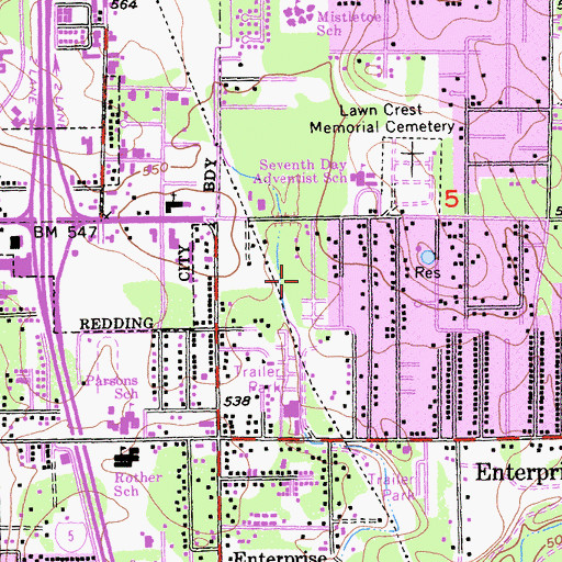 Topographic Map of Starlite Mobile Estates, CA