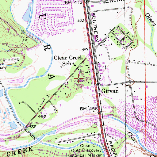 Topographic Map of Clear Creek Mobile Home Park, CA