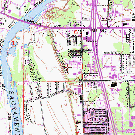 Topographic Map of Country Club Mobile Estates, CA