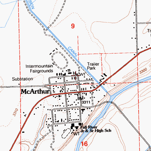 Topographic Map of McArthur Mobile Home Park, CA