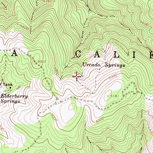 Topographic Map of Urcado Springs, CA
