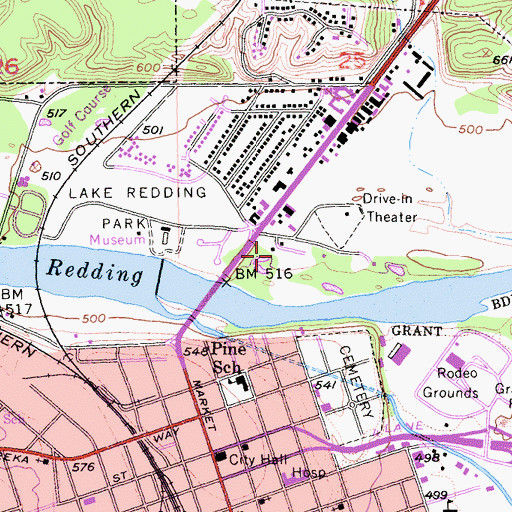 Topographic Map of Riverside Mobile Park, CA
