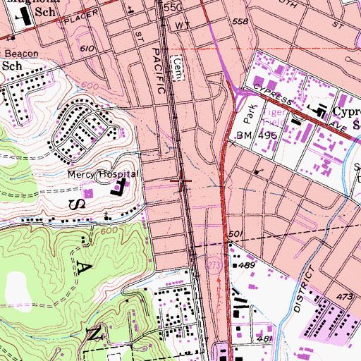 Topographic Map of Shady Acres Trailer Park, CA