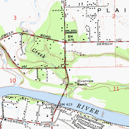 Topographic Map of Shady Hill Trailer Park, CA
