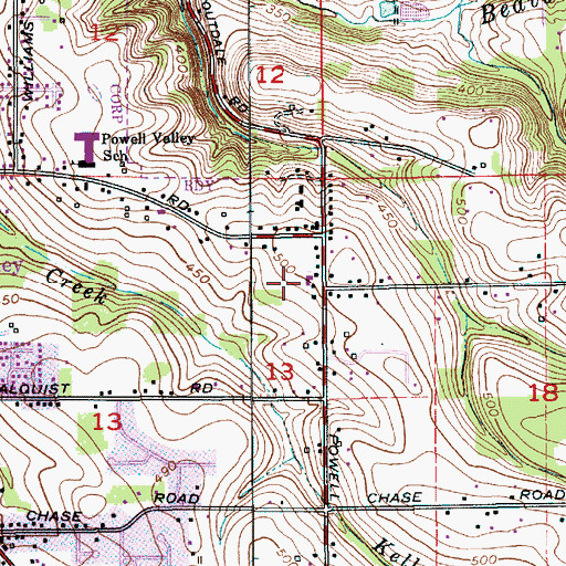 Topographic Map of Powell Valley Covenant Church, OR