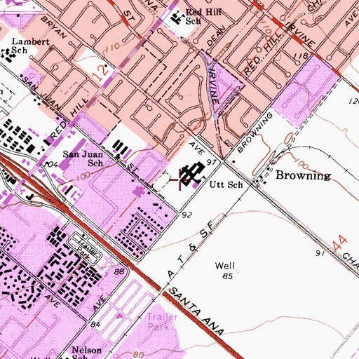 Topographic Map of Utt Middle School, CA