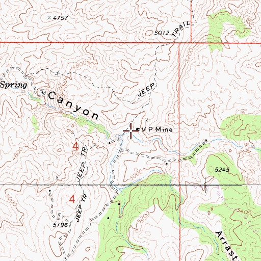 Topographic Map of V P Mine, CA