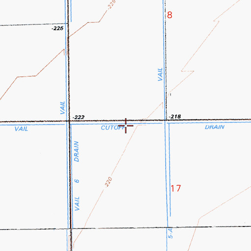 Topographic Map of Vail Cut Off Drain, CA