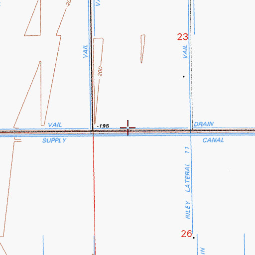 Topographic Map of Vail Drain, CA
