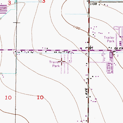 Topographic Map of Shamrock Mobile Home Park, AZ