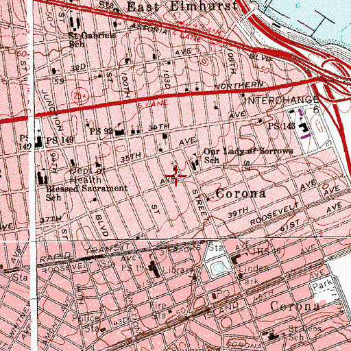 Topographic Map of Corona Christian Church, NY