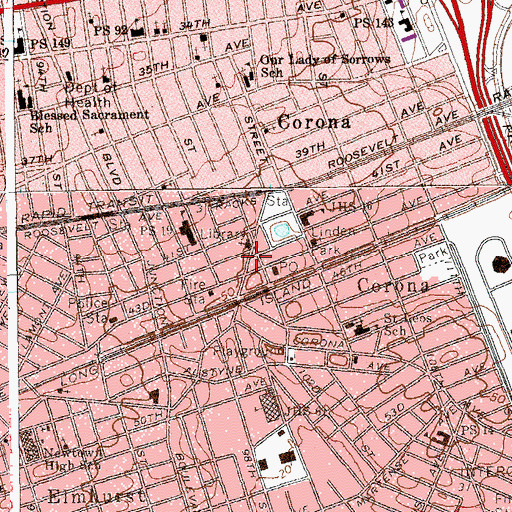 Topographic Map of Corona Congregation of Jehovah's Witnesses, NY