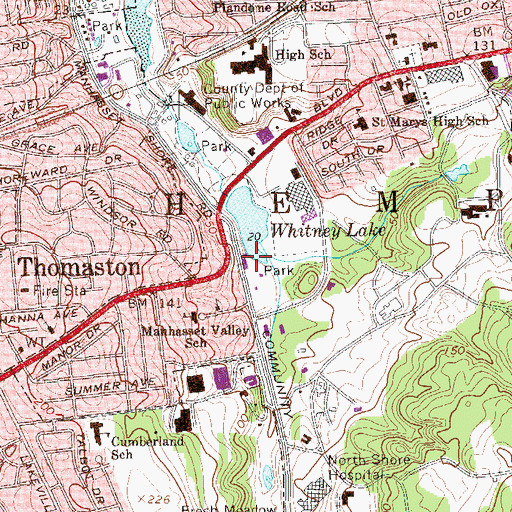 Topographic Map of North Shore Hebrew Academy High School, NY