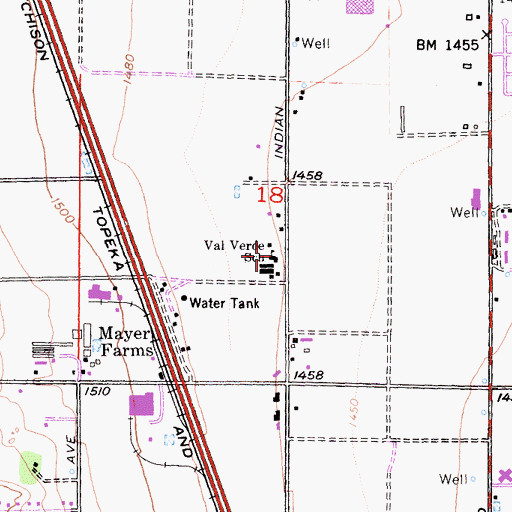 Topographic Map of Val Verde Elementary School, CA