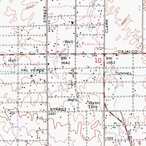 Topographic Map of Val Verde Tunnel, CA