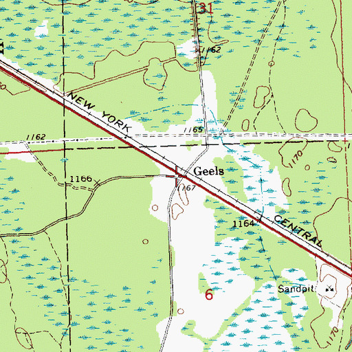 Topographic Map of Geels Post Office (historical), MI