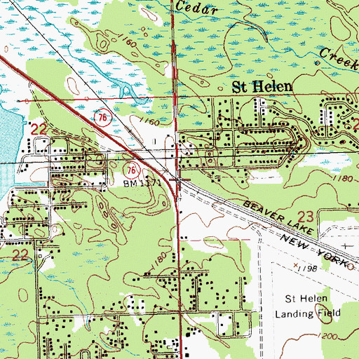 Topographic Map of Saint Helen Station, MI