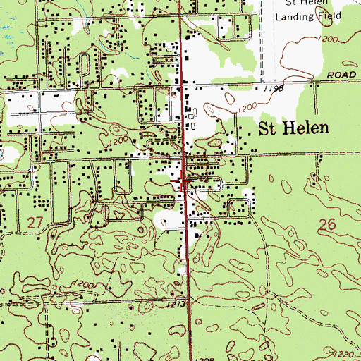 Topographic Map of Saint Helen Assembly of God Church, MI