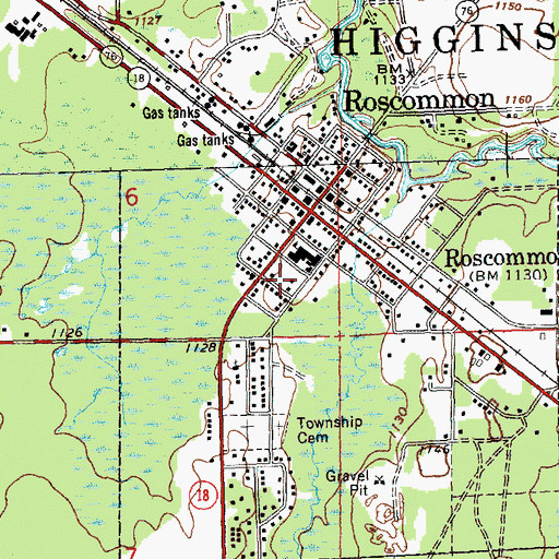 Topographic Map of Roscommon County Sheriff's Office, MI