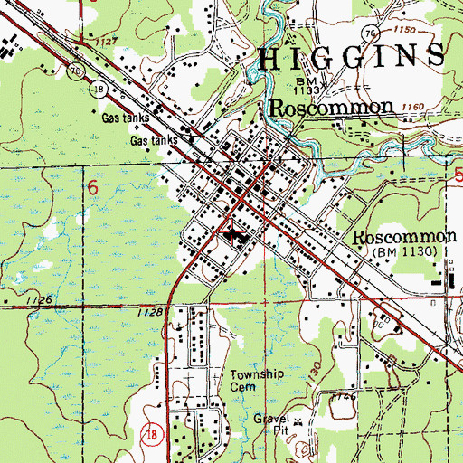 Topographic Map of Roscommon County Courthouse, MI