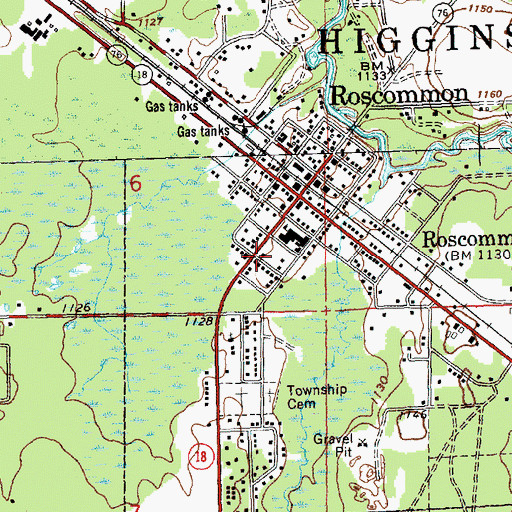 Topographic Map of Roscommon Area Historical Society Museum, MI