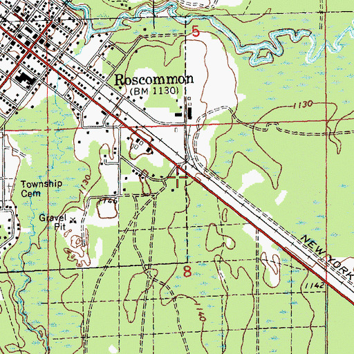 Topographic Map of Higgins Township Hall, MI