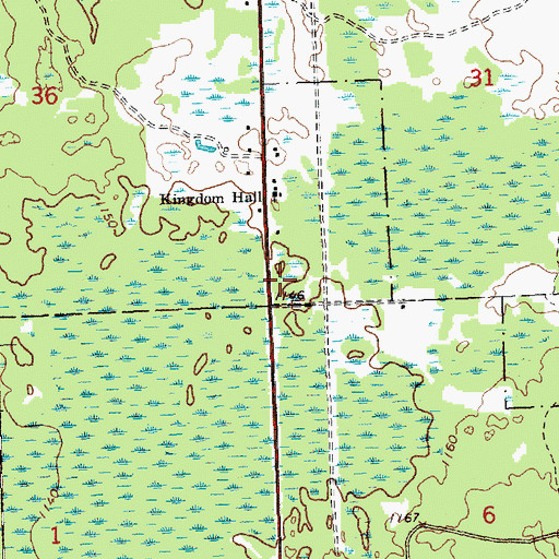 Topographic Map of Kingdom Hall, MI