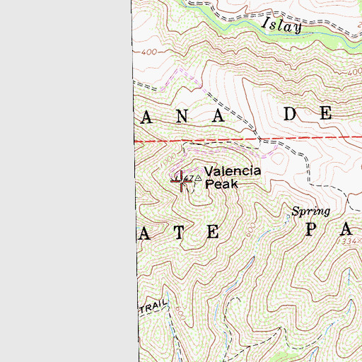 Topographic Map of Valencia Peak, CA