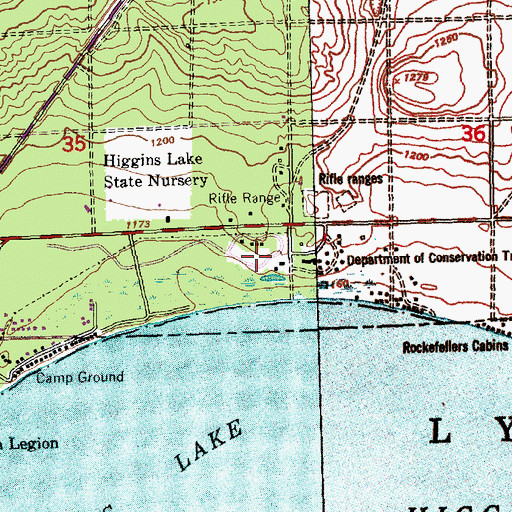 Topographic Map of North Higgins Lake State Park East Campground, MI