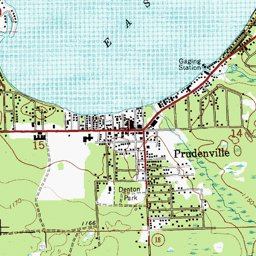 Topographic Map of Prudenville Post Office, MI