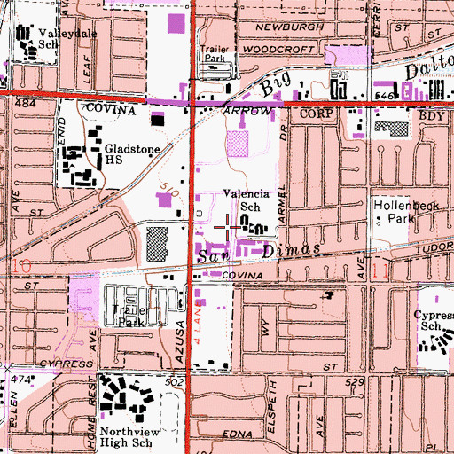 Topographic Map of Valencia Elementary School, CA