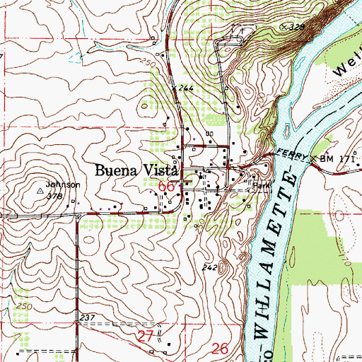 Topographic Map of Buena Vista Community Church, OR