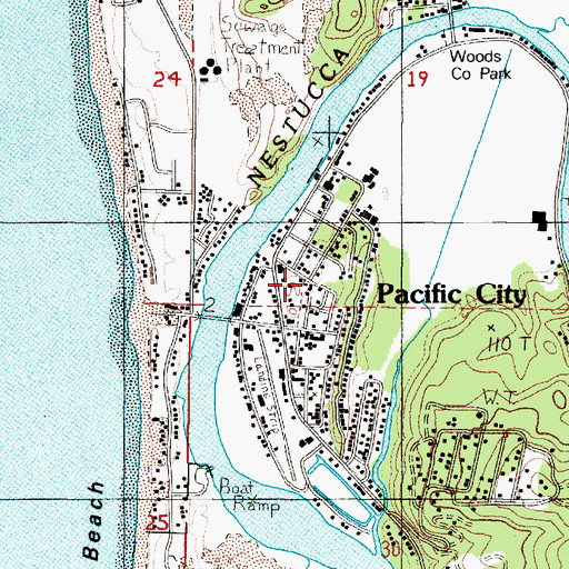 Topographic Map of Pacific Coast Bible Church, OR