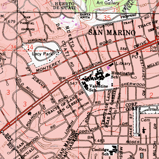 Topographic Map of Valentine Elementary School, CA
