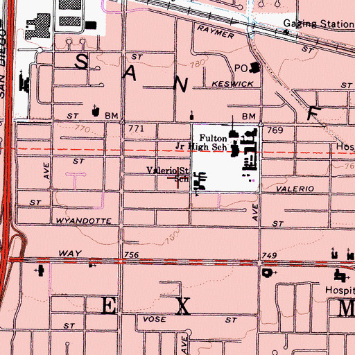 Topographic Map of Valerio Elementary School, CA