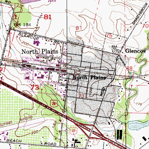Topographic Map of North Plains Christian Church, OR
