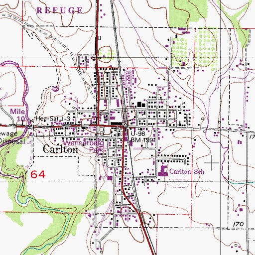 Topographic Map of First Free Methodist Church of Carlton, OR
