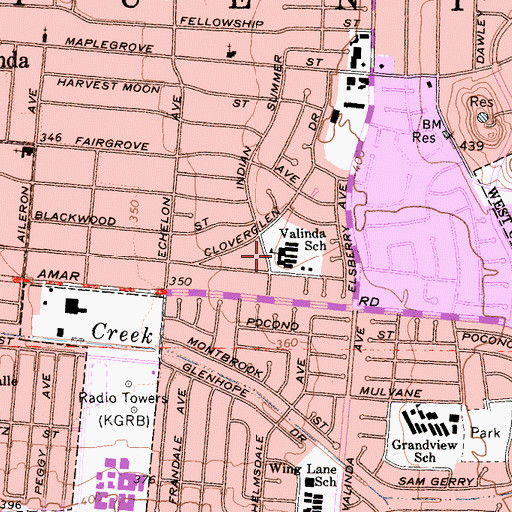 Topographic Map of Valinda Elementary School, CA