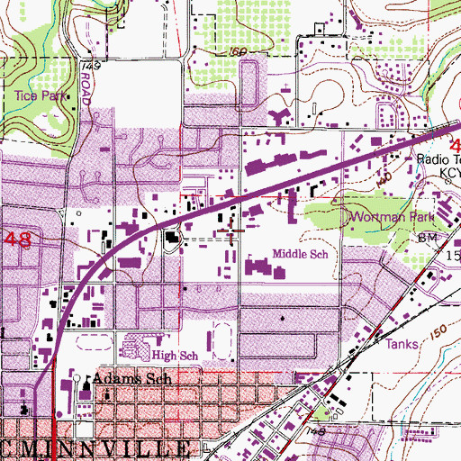 Topographic Map of Saint John Lutheran Church, OR