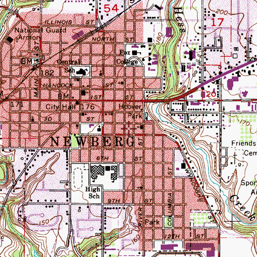 Topographic Map of Zion Lutheran Church, OR