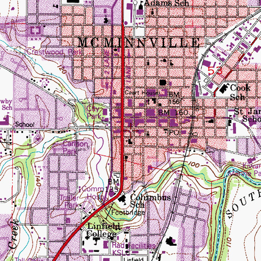 Topographic Map of First United Presbyterian Church, OR