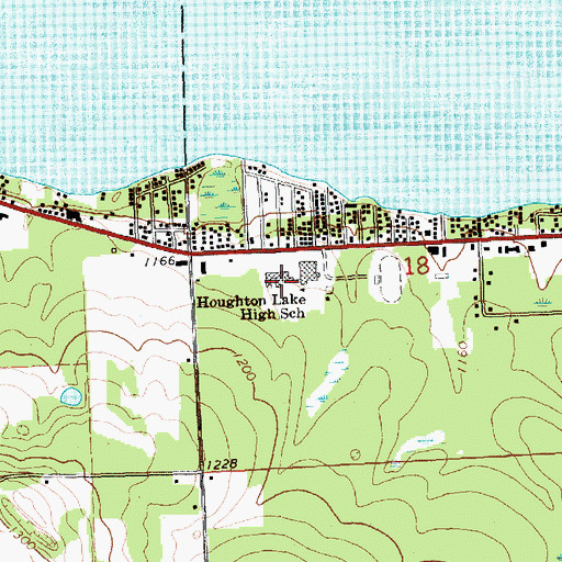 Topographic Map of Houghton Lake Middle School, MI