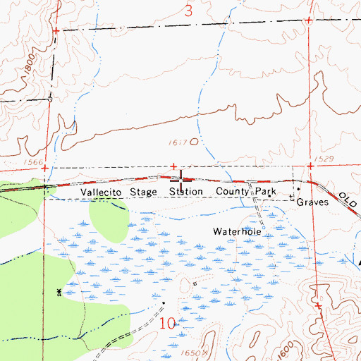 Topographic Map of Vallecito Stage Station County Park, CA